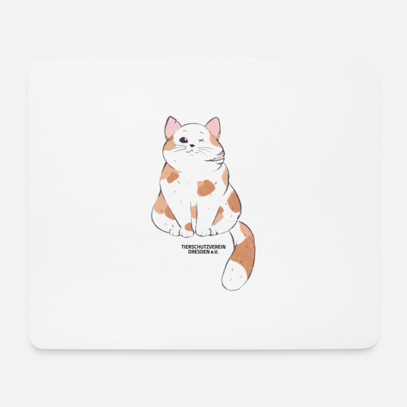 🐾 Rot-Weiße Katze 🐈 - Mousepad (Querformat) - Weiß