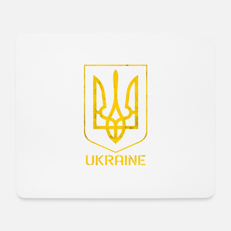 Ukraine Flag - tryzub - Mouse Pad (horizontal) - white