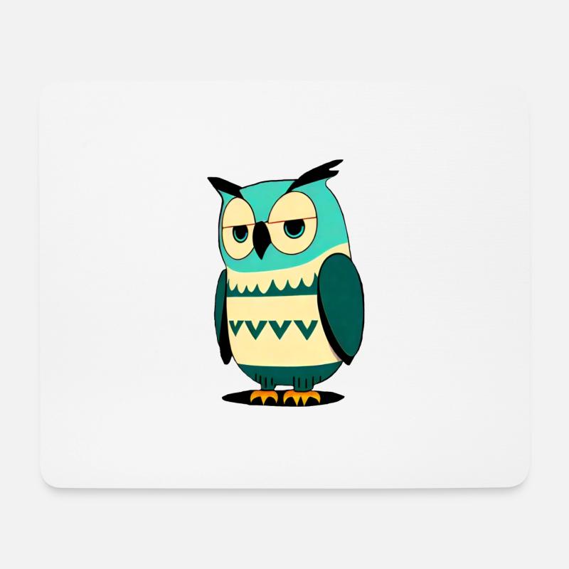 Minimalistische Eule in Grün und Blau - Mousepad (Querformat) - Weiß