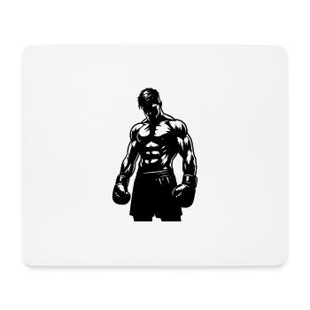 Boxer im Boxkampf-Modus vintage Schattenstil - Mousepad (Querformat) - Weiß - Vorne