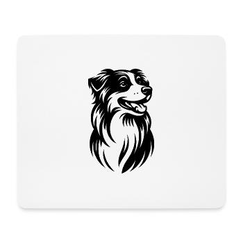 Fuzzy Australian Shepherd Dog Portrait - Mouse Pad (horizontal) - white - Front