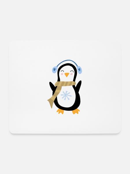 Winter Pinguin - Mousepad (Querformat) - Weiß