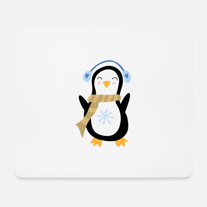Winter Pinguin - Mousepad (Querformat) - Weiß