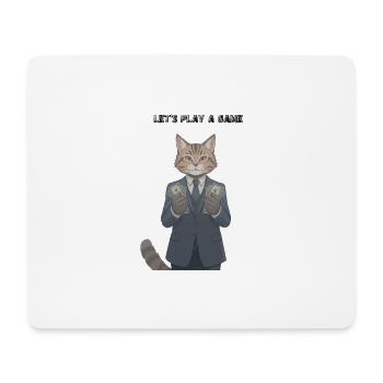 Katze im Anzug mit Geld: Lass uns ein Spiel spielen - Mousepad (Querformat) - Weiß - Vorne