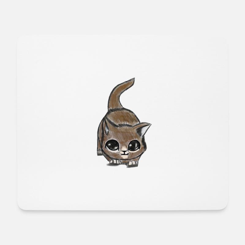 Katze mit großen Augen – süßes Tiermotiv - Mousepad (Querformat) - Weiß