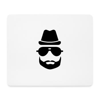 Cooler Bartmann ... Hut Sonnenbrille Bart - Mousepad (Querformat) - Weiß - Vorne