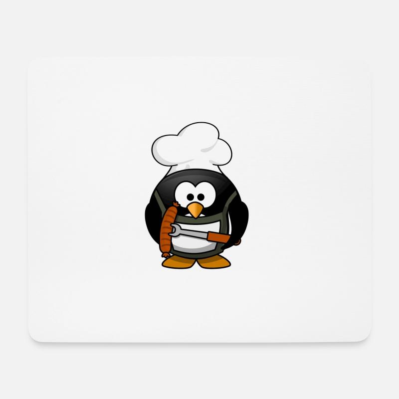 Grillpinguin - Mousepad (Querformat) - Weiß