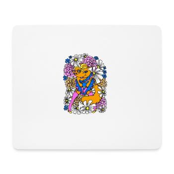 sexy fox with flower wall - Mouse Pad (horizontal) - white - Front