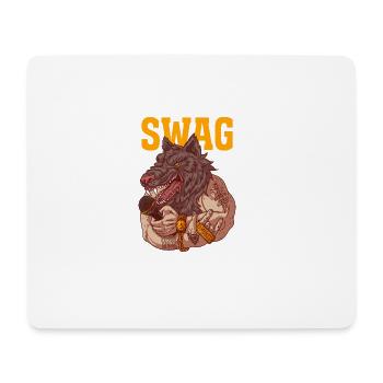 Rapper with wolf's head and tattoos - Mouse Pad (horizontal) - white - Front