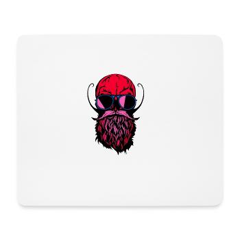 head of death skull hipster crane beard bearded mustache - Mouse Pad (horizontal) - white - Front