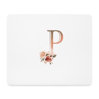 Buchstabe P mit Blumen - Mousepad (Querformat) - Weiß - Vorne