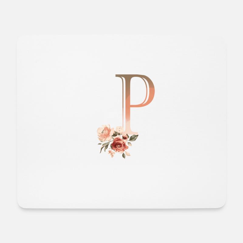 Buchstabe P mit Blumen - Mousepad (Querformat) - Weiß