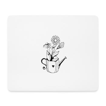 Blumen in Gießkanne süße Illustration - Mousepad (Querformat) - Weiß - Vorne