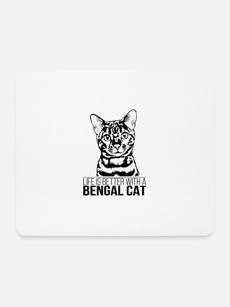 Bengal Cat life is better Katze Katzen Wilsigns - Mousepad (Querformat) - Weiß