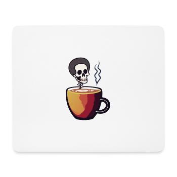 Koffein-Knochen: Das Skelett im Café - Mousepad (Querformat) - Weiß - Vorne
