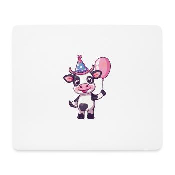 Bande dessinée d’anniversaire de vache - Tapis de souris (format paysage) - blanc - Devant