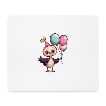 Bande dessinée d’anniversaire d’autruche - Tapis de souris (format paysage) - blanc - Devant