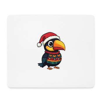 Toucan oiseau bande dessinée de Noël - Tapis de souris (format paysage) - blanc - Devant