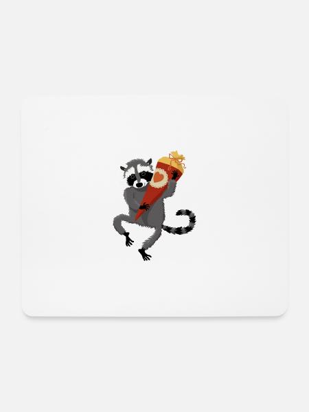 Waschbär Schultüte - Mousepad (Querformat) - Weiß