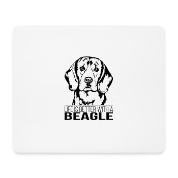 La vie de beagle est meilleure Chien Chiens Chiens Wilsigns - Tapis de souris (format paysage) - blanc - Devant