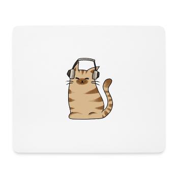 Katze Headset Musik Lofi Chillhop Geschenkidee - Mousepad (Querformat) - Weiß - Vorne