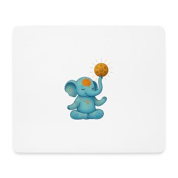 Yoga Elefant mit Handpan Sonne - Mousepad (Querformat) - Weiß - Vorne