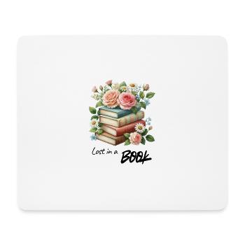 Blumenstapel aus Büchern - Mousepad (Querformat) - Weiß - Vorne
