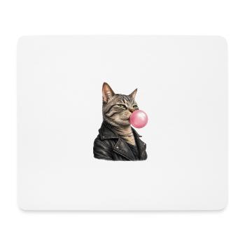 Cool cat with leather jacket - Mouse Pad (horizontal) - white - Front