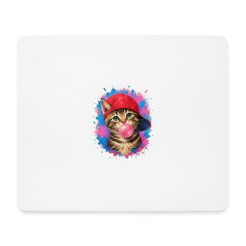 Cool cat with cap and chewing gum - Mouse Pad (horizontal) - white - Front