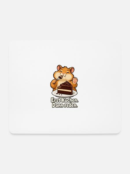 Kuchen statt Smalltalk - Mousepad (Querformat) - Weiß