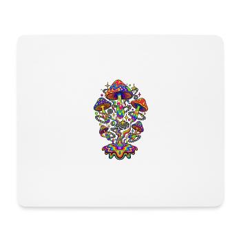 Psychedelic Rainbow Mushrooms - Mousepad (Querformat) - Weiß - Vorne