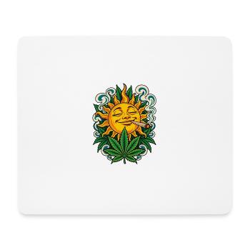 Sonne, Hanfblatt und Jointrauch - Mousepad (Querformat) - Weiß - Vorne