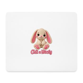 Häkelhase mit Herzchen - Mousepad (Querformat) - Weiß - Vorne