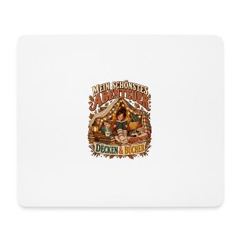 Mein schönstes Abenteuer – Decken & Bücher - Mousepad (Querformat) - Weiß - Vorne