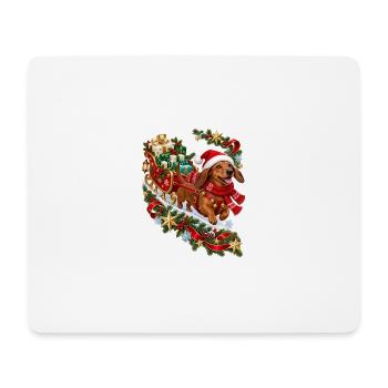 Dackel Weihnachtsgeschenkschlitten - Mousepad (Querformat) - Weiß - Vorne