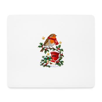 Weihnachts-Robin und roter Briefkasten - Mousepad (Querformat) - Weiß - Vorne