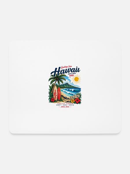 Hawaii Surf & Sunshine Vintage Tee - Mousepad (Querformat) - Weiß