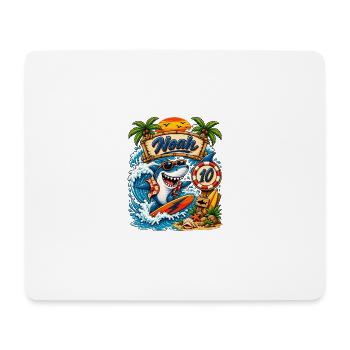 Noah Shark Surfer 10th Birthday - Mouse Pad (horizontal) - white - Front