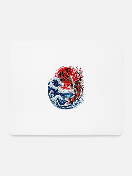 Koi Wellen Zen Motiv - Mousepad (Querformat) - Weiß