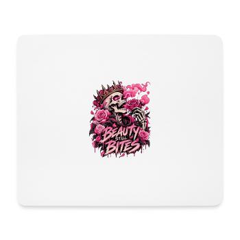 Beauty Bites: Rose Totenkopf - Mousepad (Querformat) - Weiß - Vorne