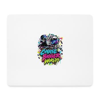 Chase Bigger Worlds – Neon Astronaut - Mousepad (Querformat) - Weiß - Vorne