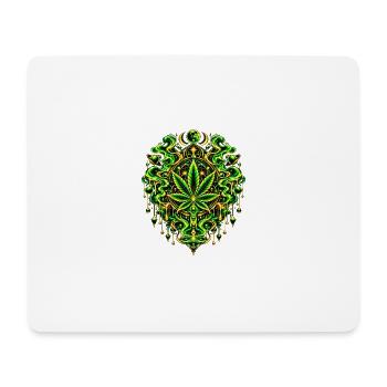 Grünes Cannabisblatt Mandala - Mousepad (Querformat) - Weiß - Vorne