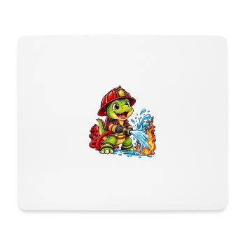 Feuerwehr Dinosaurier löscht Feuer für Kinder - Mousepad (Querformat) - Weiß - Vorne