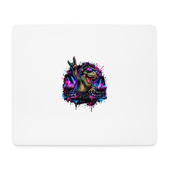 Techno Dinosaurier DJ mit Kopfhörern - Mousepad (Querformat) - Weiß - Vorne