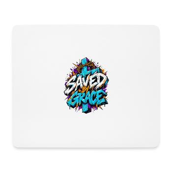 SAVED BY GRACE Graffiti Cross - Mousepad (Querformat) - Weiß - Vorne