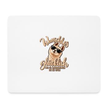 Wunschlos glücklich – Lustiger Lama Spruch - Mousepad (Querformat) - Weiß - Vorne