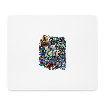 Music Junkie – Retro Musik Collage - Mousepad (Querformat) - Weiß - Vorne
