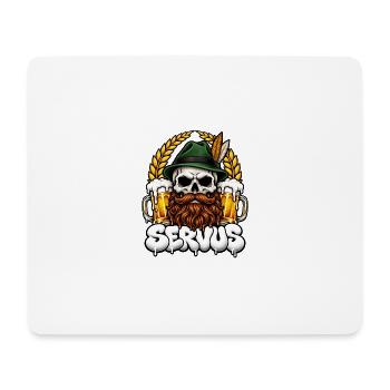 Servus Totenkopf mit Bier und Bart - Mousepad (Querformat) - Weiß - Vorne