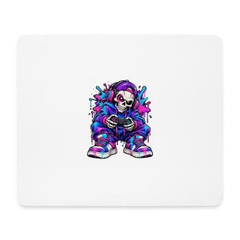 Neon-Graffiti-Gamer-Skelett – Gamer-Geschenk - Mousepad (Querformat) - Weiß - Vorne
