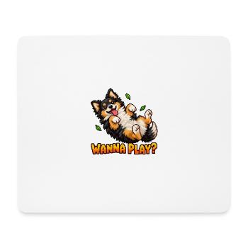 Will to Play Cute Pixel Art Puppy – verspielter Hund - Mousepad (Querformat) - Weiß - Vorne